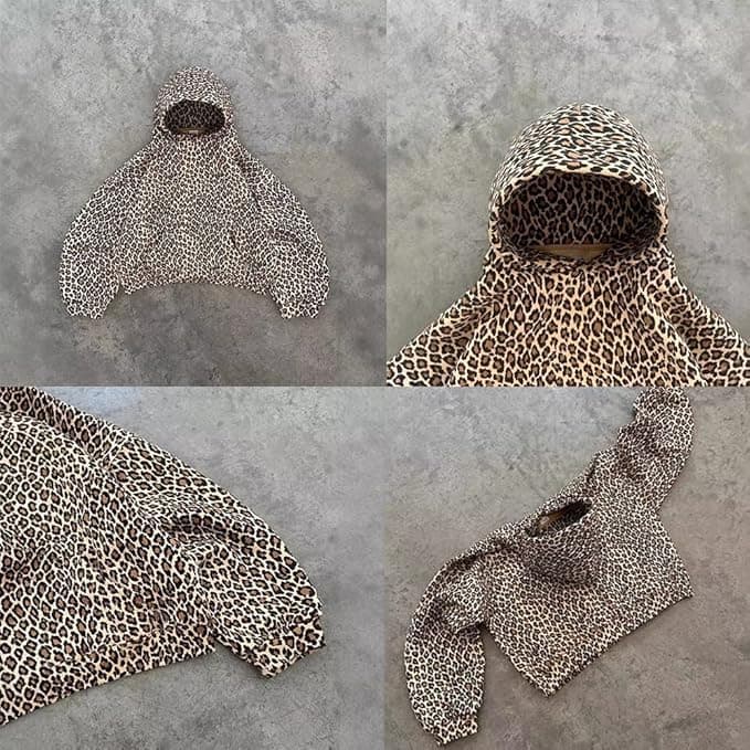 Leopard Cheetah Print Oversized Hoodie for Women in Y2K Streetwear
