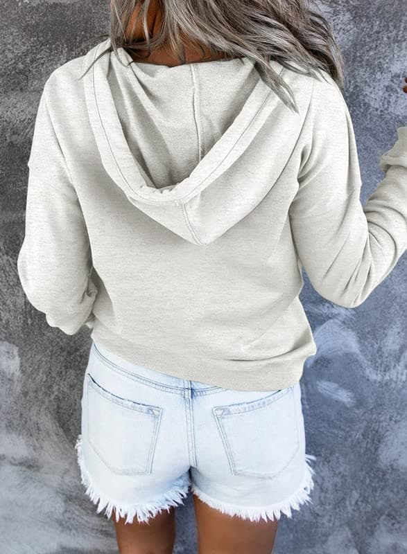 2024 Women's Casual Button Collar Hoodie Sweatshirt