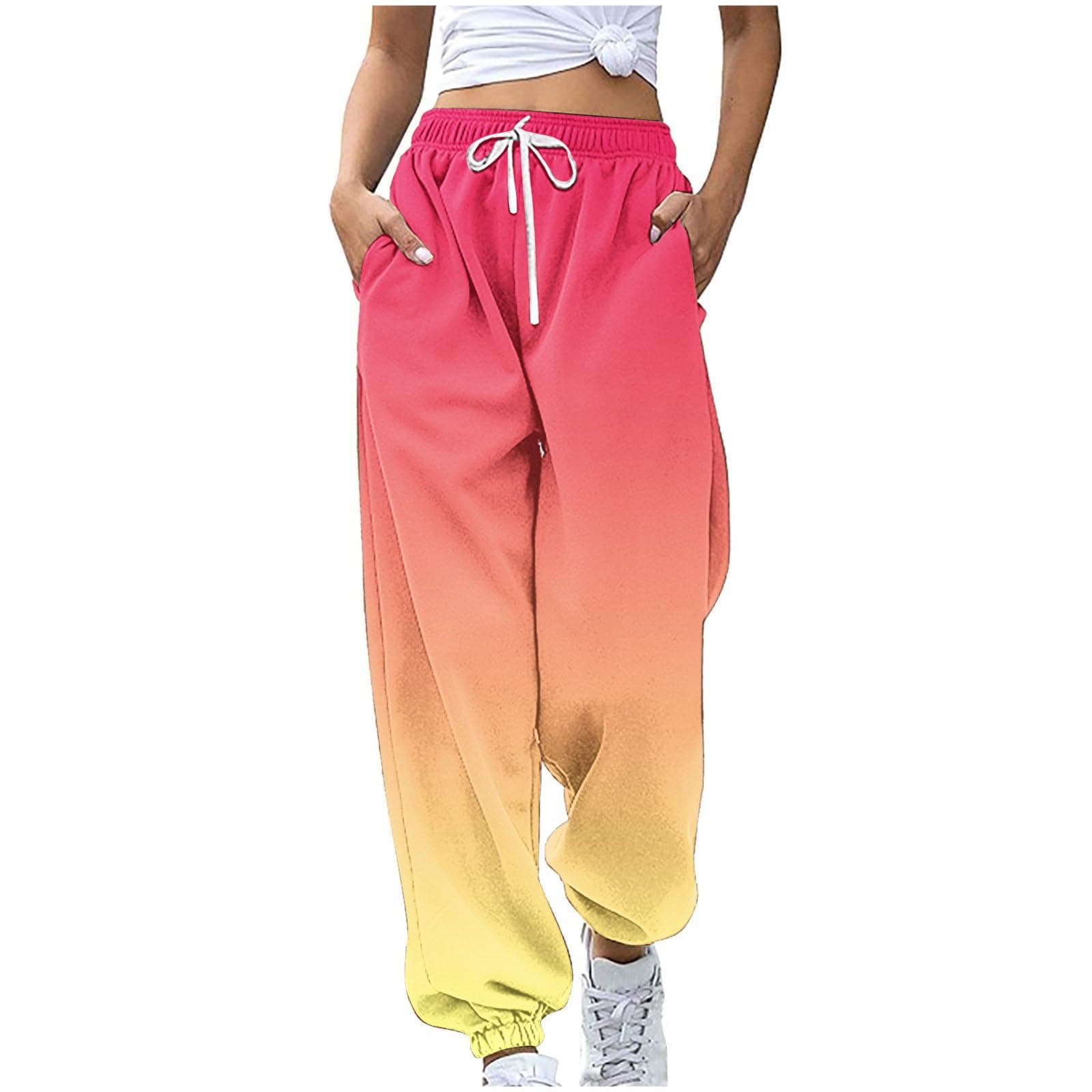 SMIDOW Womens Gradient Color Sweatpants High Waisted Lounge Trousers