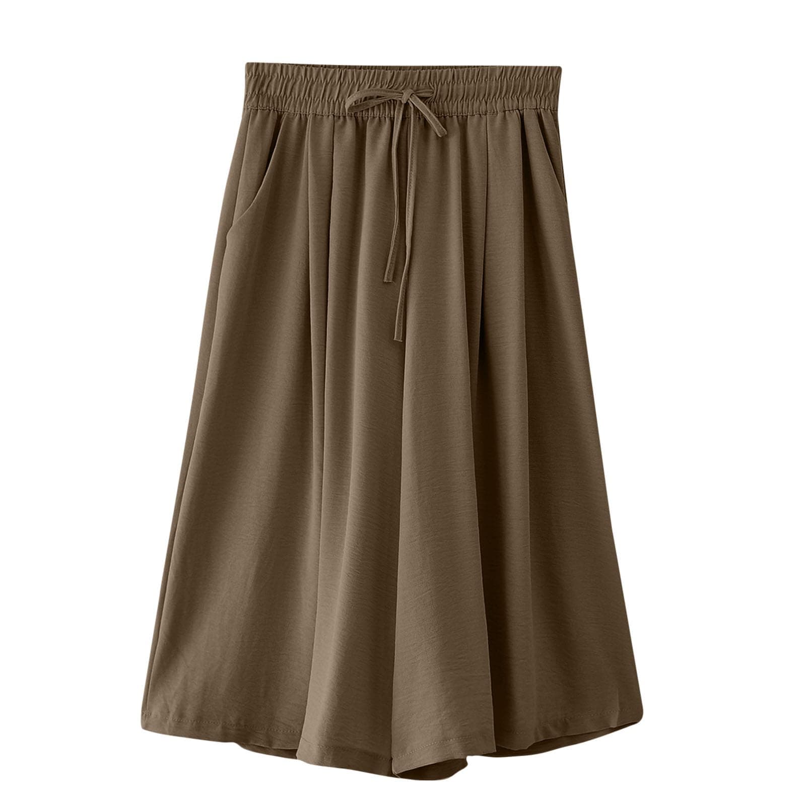 Sktremeuru Women's High Waisted Wide Leg Drawstring Capri Pants