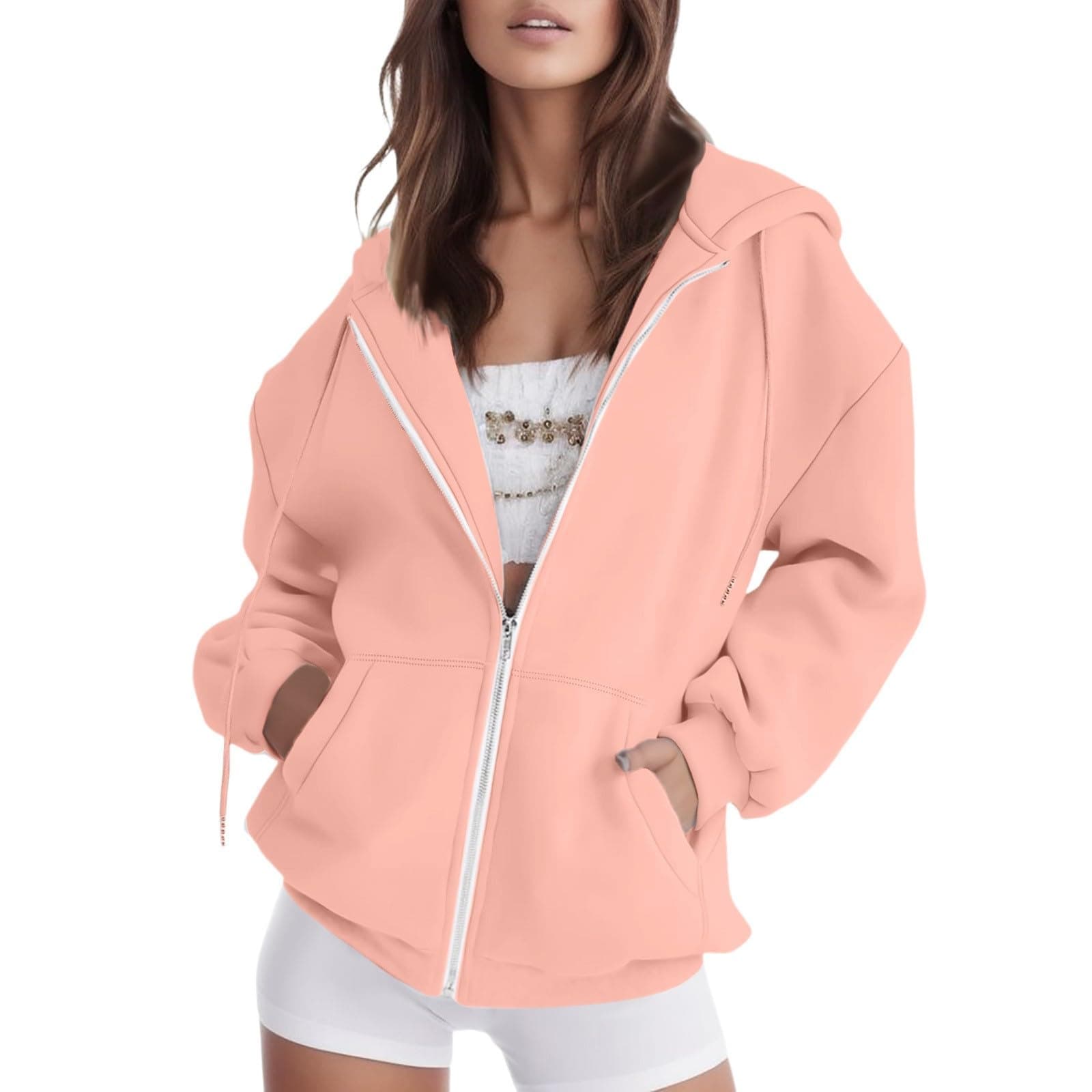 Qgaomye Women's Y2K Zip Up Hoodie 2024 Fall Fashion Jacket