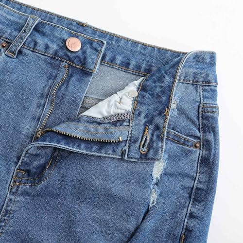 Thunder Star Women's Mid Rise Distressed Denim Shorts