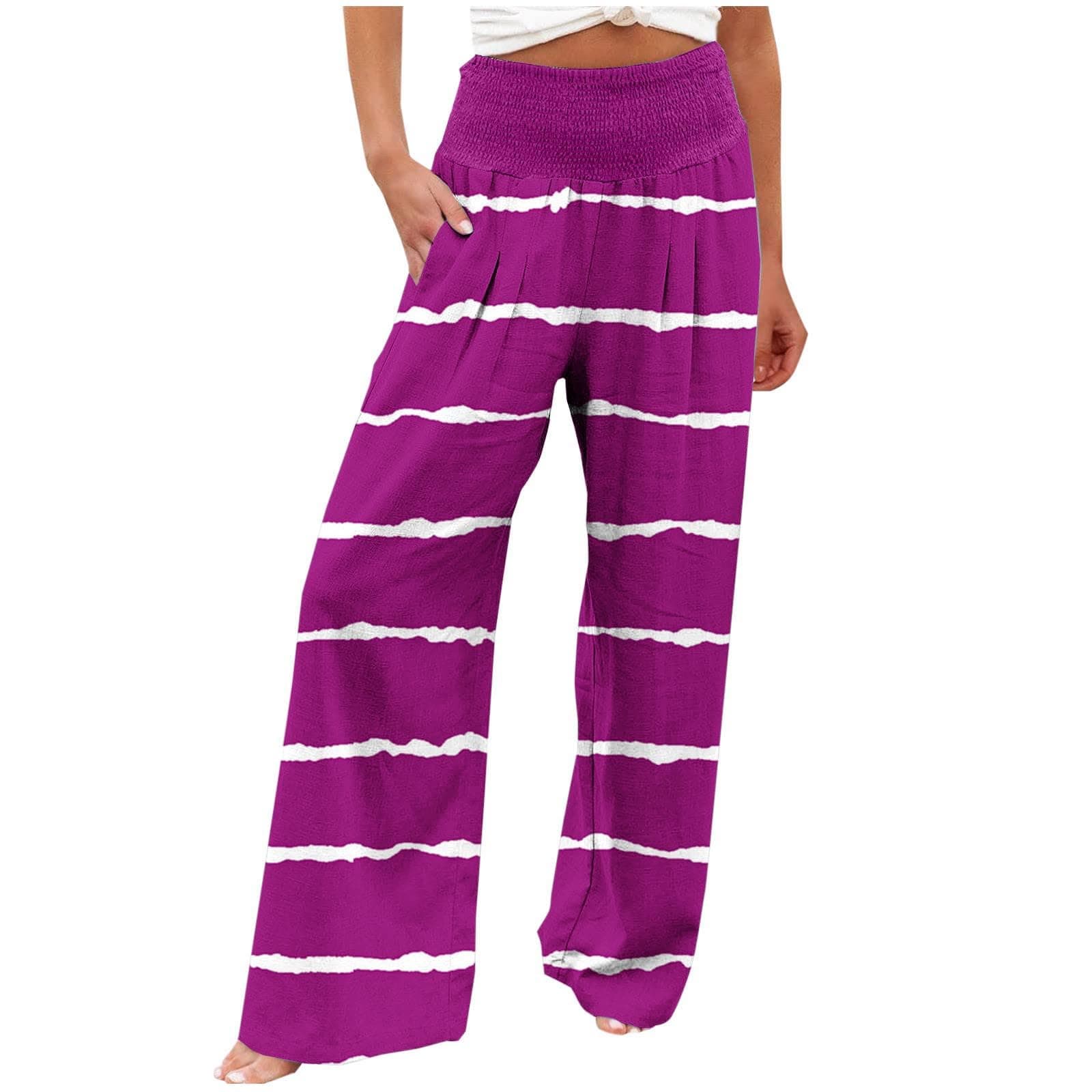 Yxzogd Striped High-Waisted Wide Leg Palazzo Pants for Women