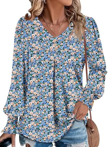 Angerella Comfortable V-Neck Long Sleeve Shirts for Women
