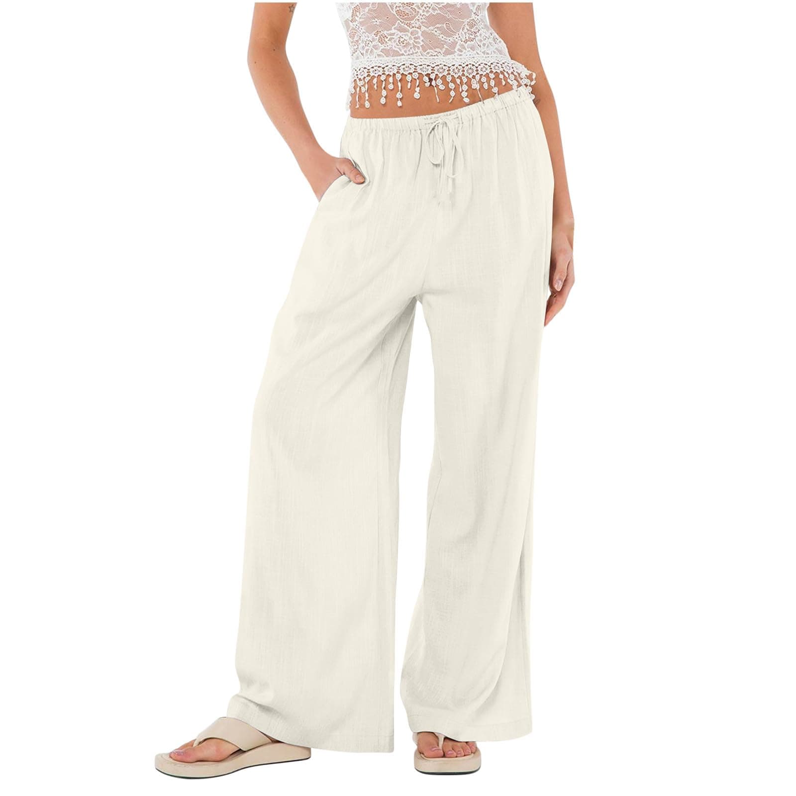 Elegant Women's Linen Palazzo Pants with Pockets
