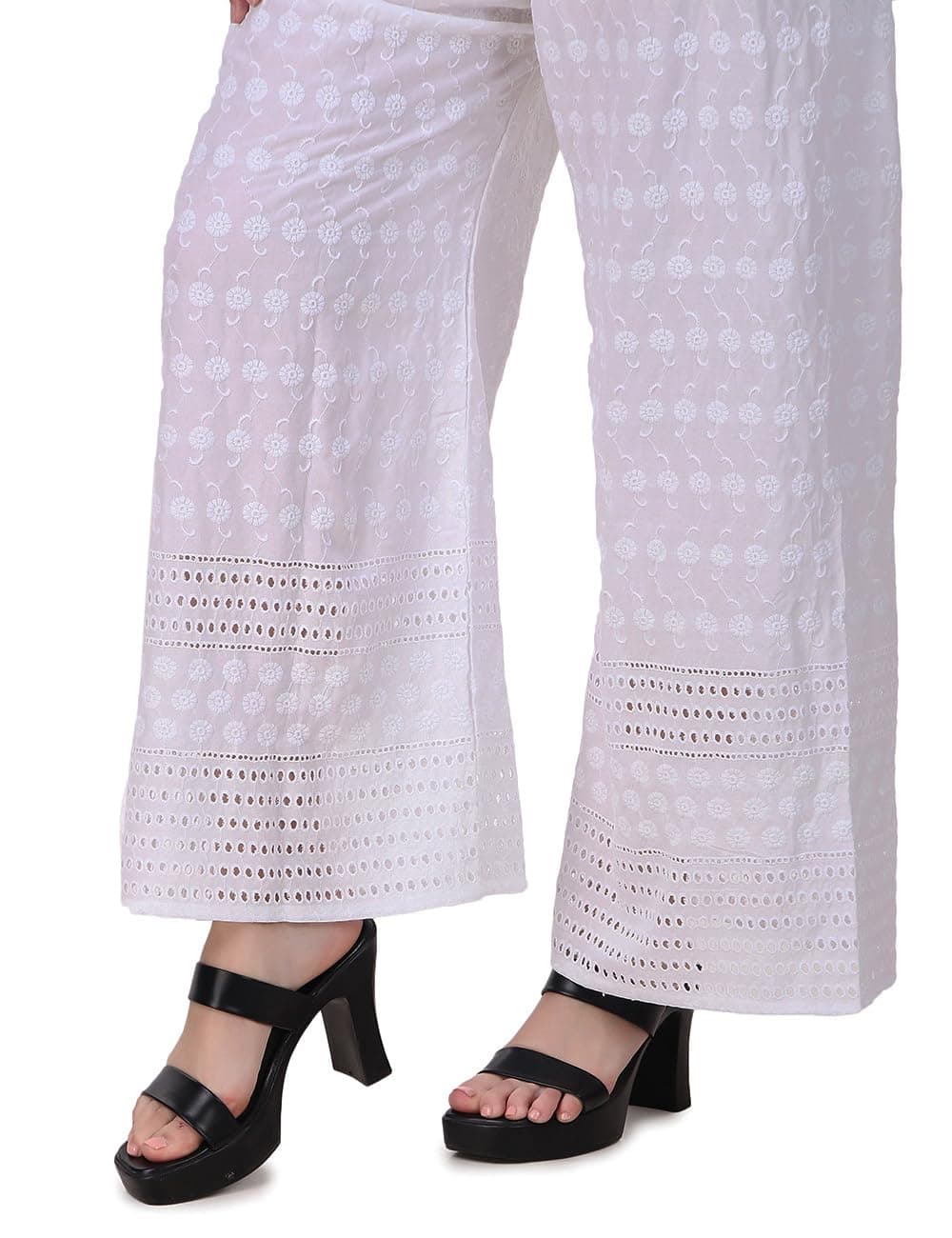 Elegant Ladyline Rayon Embroidered Palazzo Pant with Elastic Closure