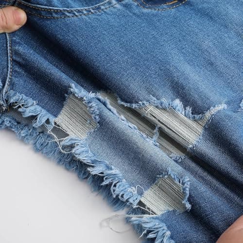 Thunder Star Women's Mid Rise Distressed Denim Shorts
