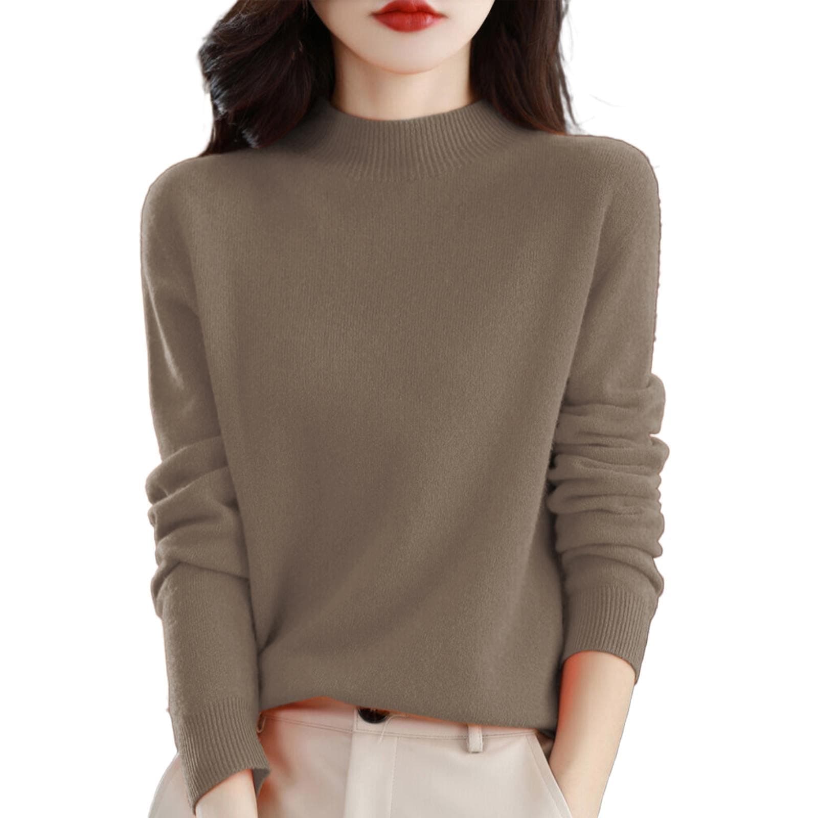 Trendy Women's Lightweight Cashmere Crew Neck Pullover