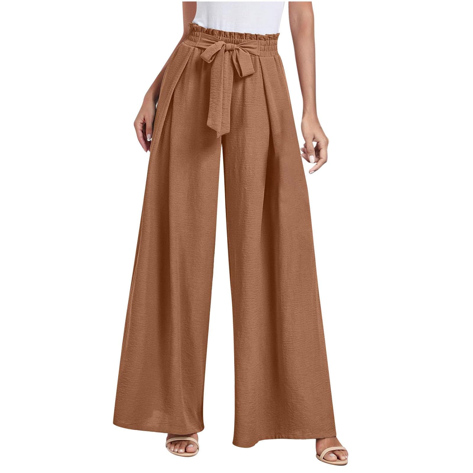 Yxzogd Wide Leg Tie Bow Palazzo Pants for Women Summer Casual Dressy