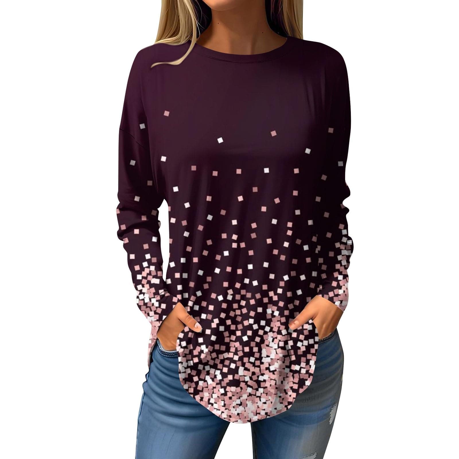 Shusuen 2024 Casual Crewneck Printed Tops for Women