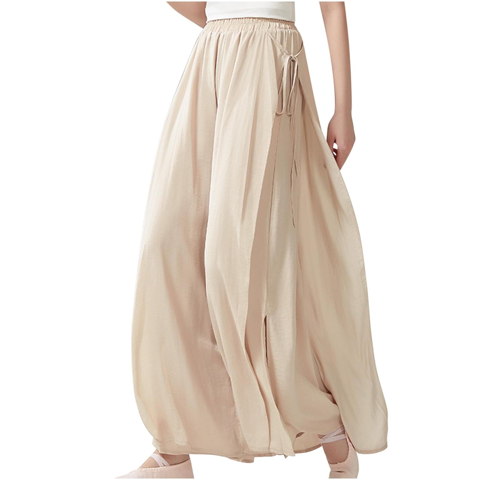 Women's Lightweight Pleated Palazzo Pants High Waisted Flared Trousers
