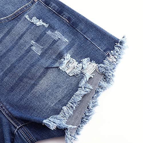 Thunder Star Women's Mid Rise Ripped Stretch Denim Shorts