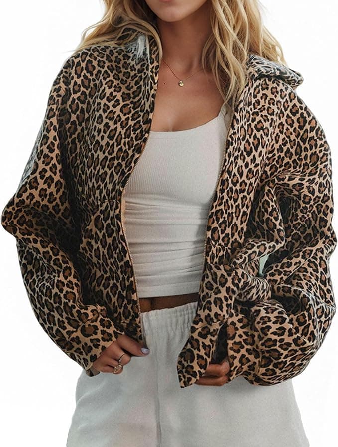 Pooyikoi Leopard Print Oversized Camo Hoodie for Women - Y2K Graphic Hoodie with Pocket