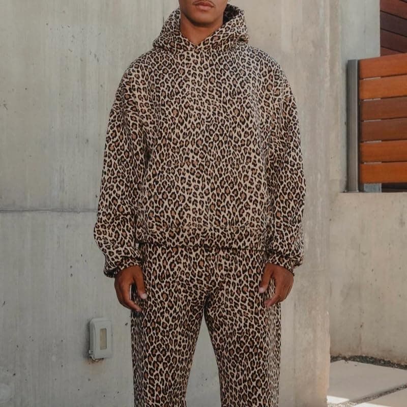 Ckuea Y2K Cheetah Print Hoodie Pullover