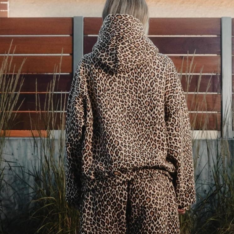 Ckuea Y2K Cheetah Print Hoodie Pullover
