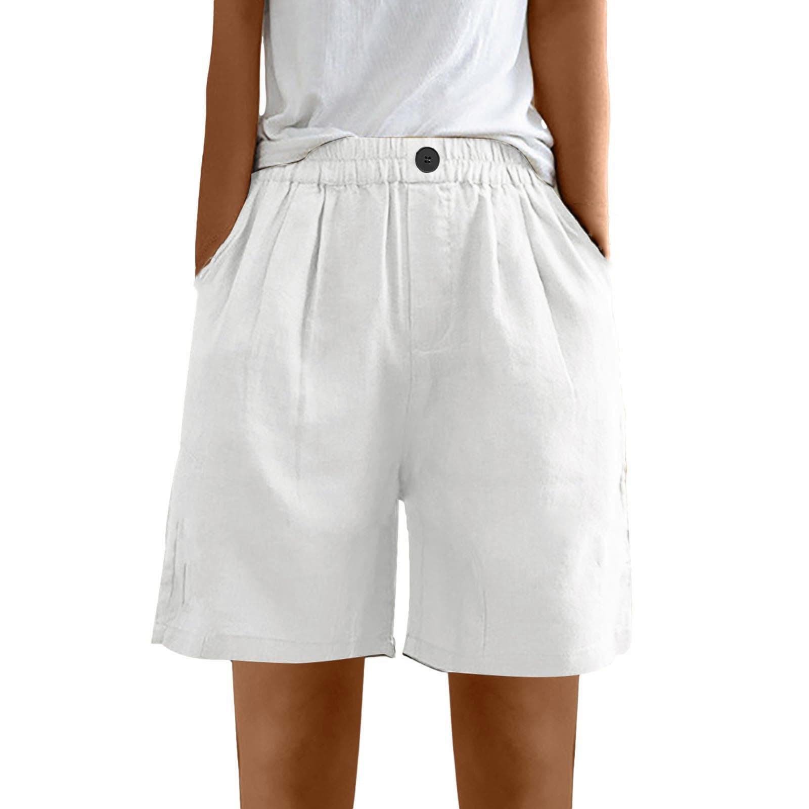 Sktremeuru Women's Trendy Casual Cotton and Linen Yoga Beach Shorts