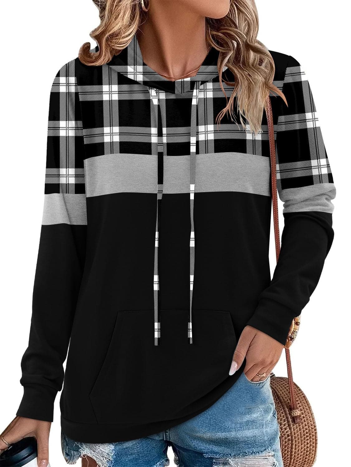 Angerella Women's Camo Leopard Print Hooded Sweatshirt