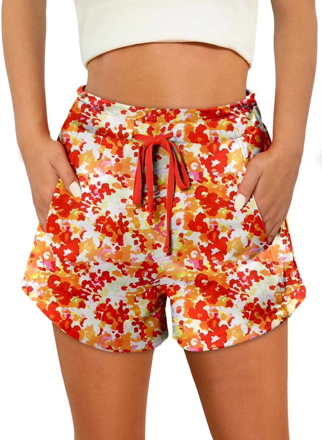 Angerella Women's Comfortable Elastic Waist Shorts with Pockets