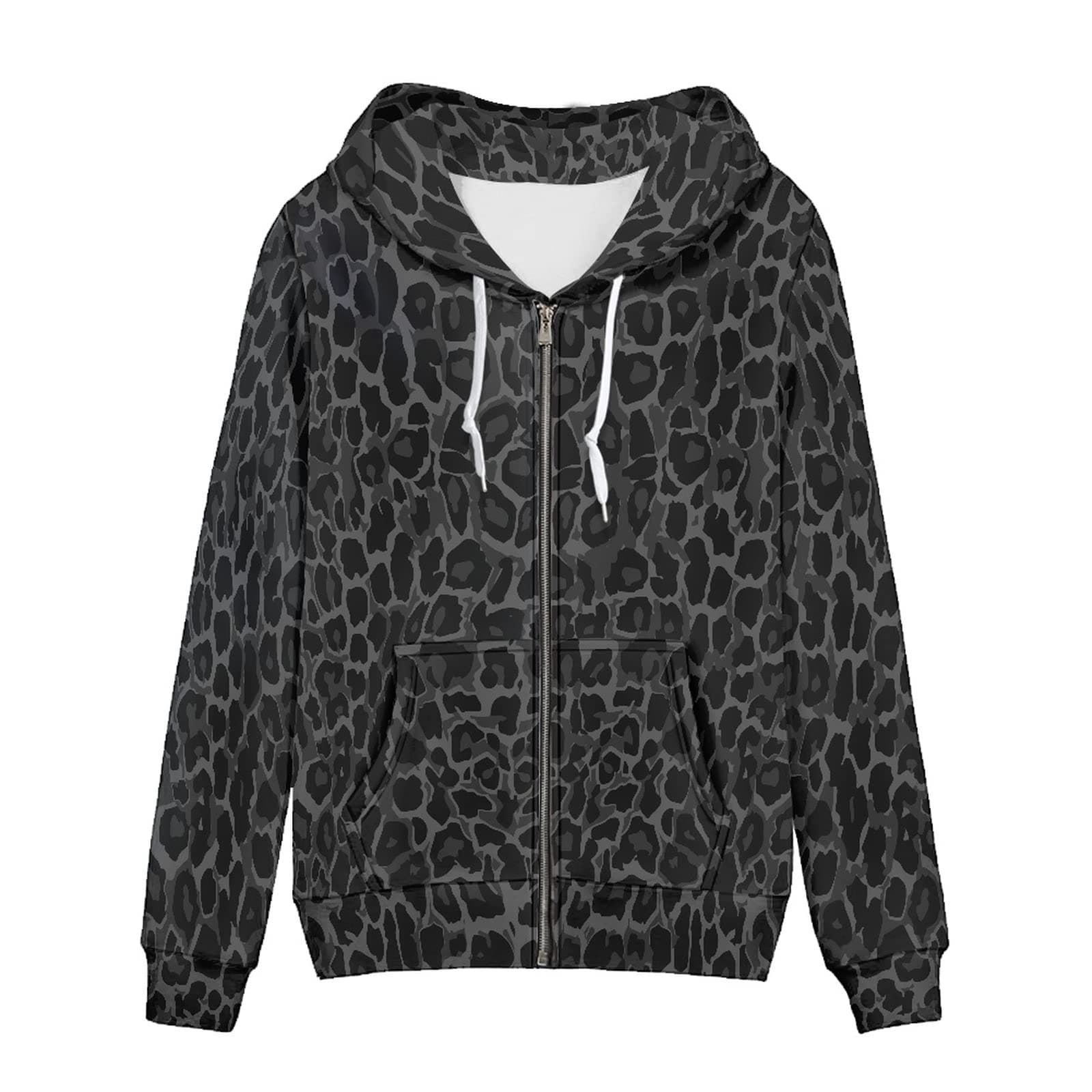 Irisjudy Leopard Print Hooded Sweatshirt with Pocket