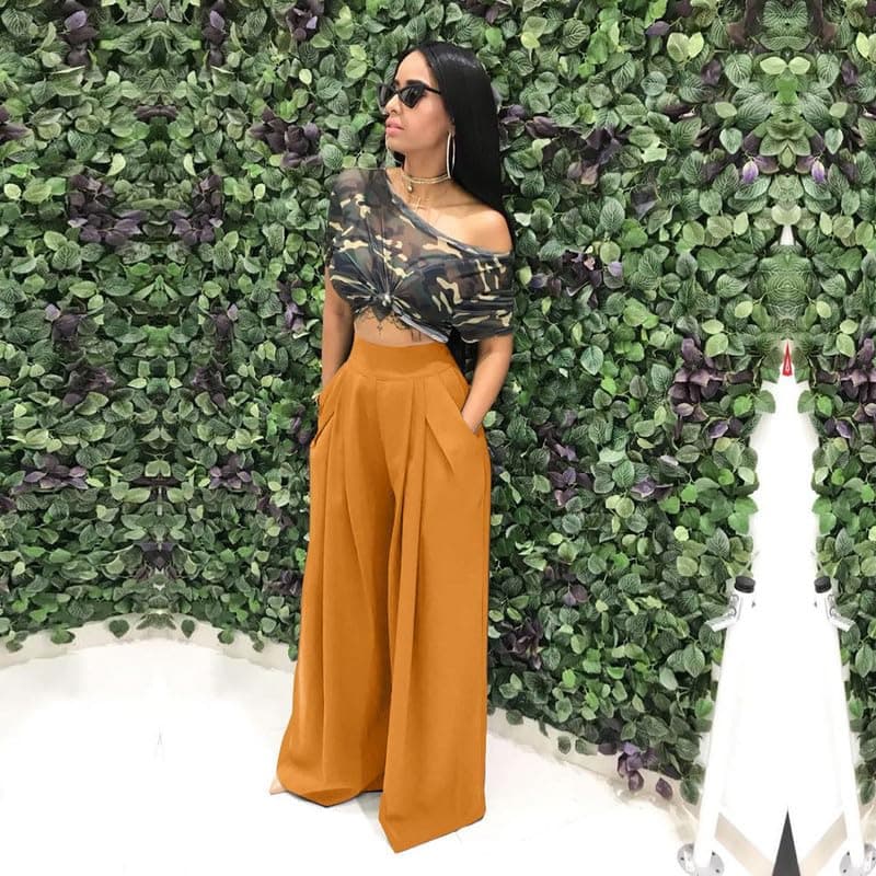 LROSEY Women Casual Palazzo Pants with Pockets