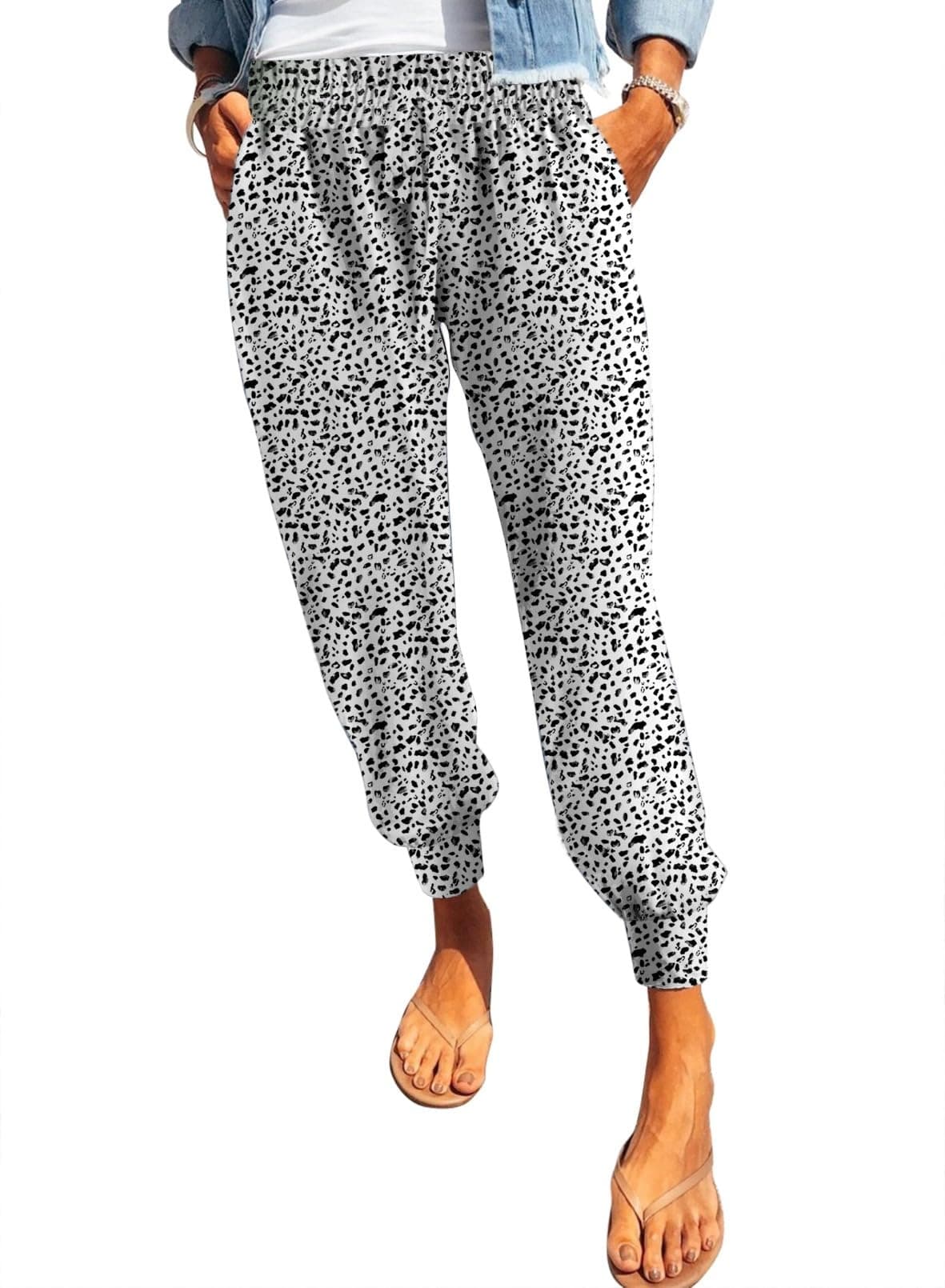 Dokotoo Women's Soft Casual Elastic Waist Jogger Pants with Pockets