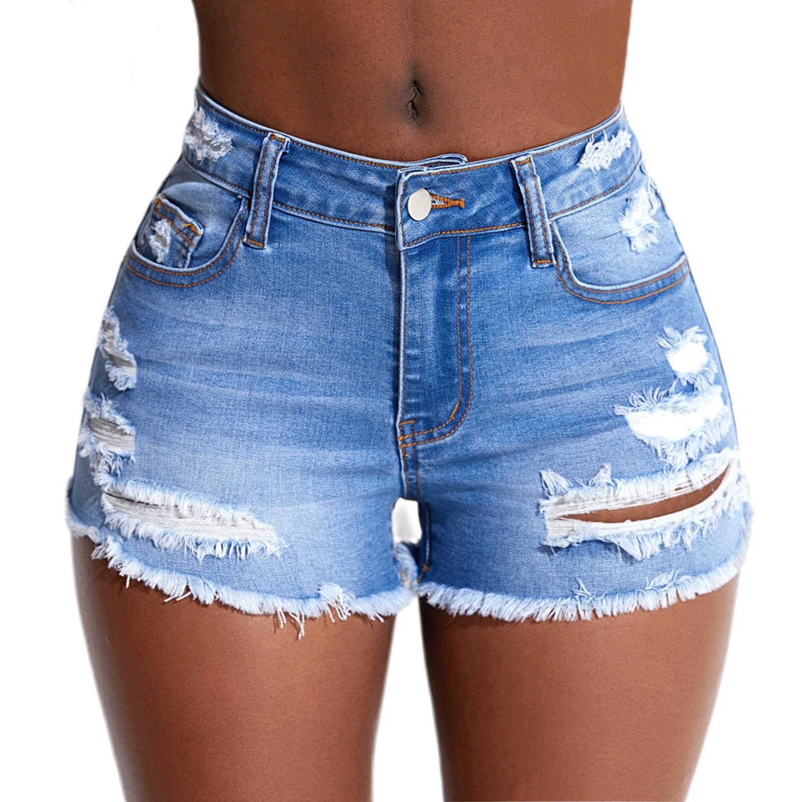 Tunlaud Women's Stretch Ripped Denim Shorts Distressed Jeans