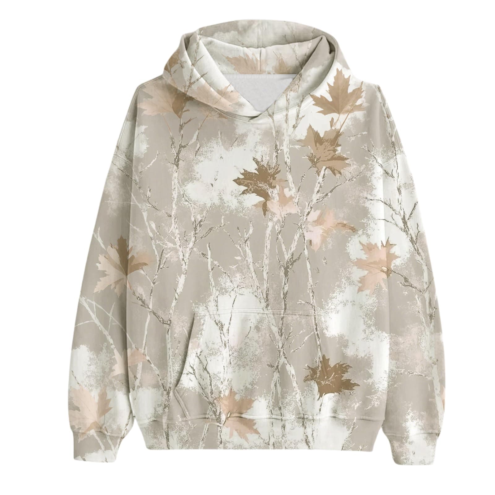 Weinexra Women's Oversized Camo Maple Leaf Hoodie
