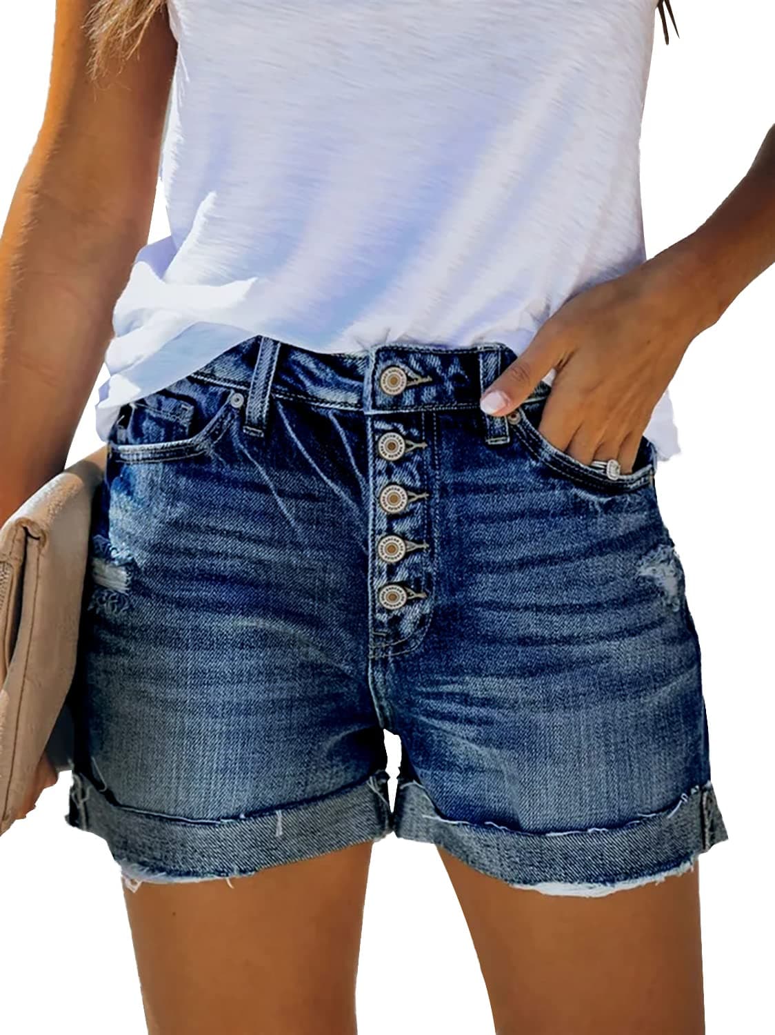 Women's Distressed Denim Shorts