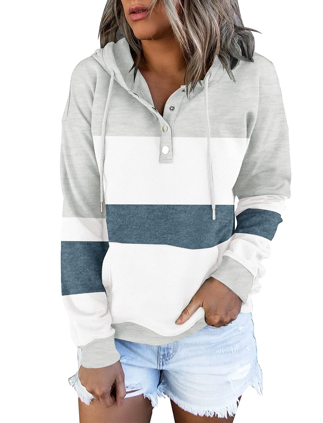 Women's Tie Dye Hoodie with Colorblock Design and Pocket