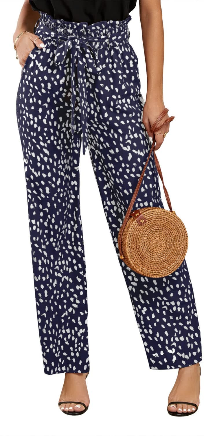 SySea Women's High Waisted Leopard Print Belted Palazzo Pants with Pockets