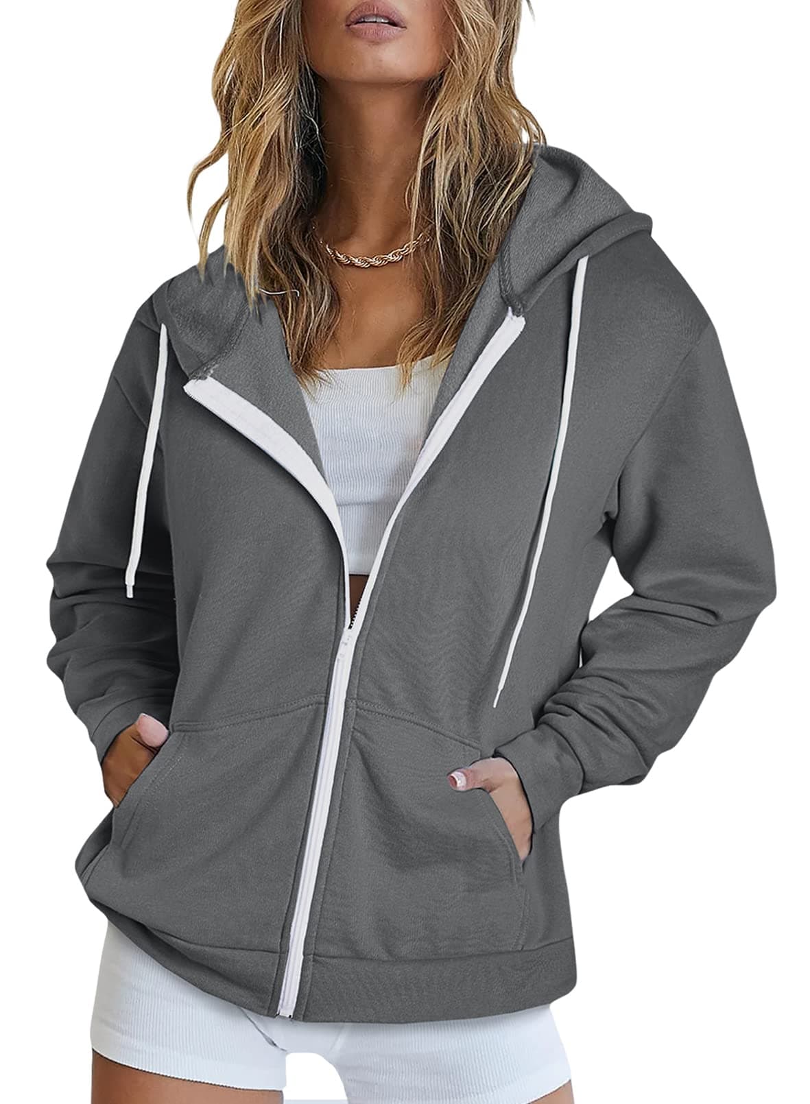 Women's Full Zip Hoodie Sweatshirt Coat with Pockets
