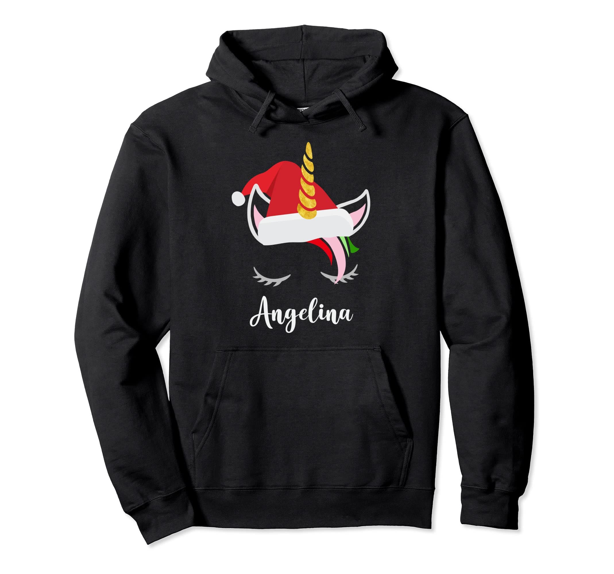 Zum2 Angelina Name Gift - Santa Unicorn Hoodie
