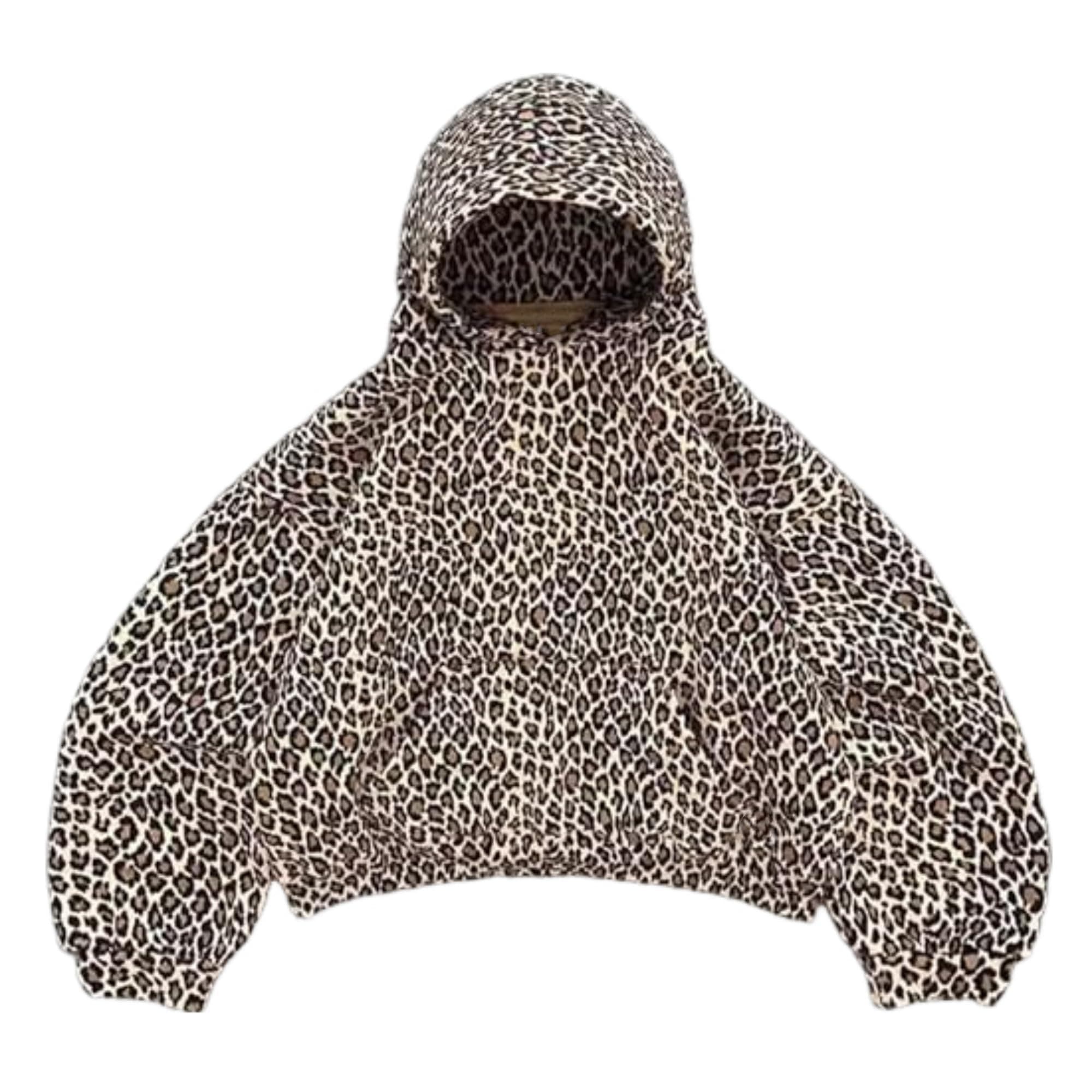 Ckuea Y2K Cheetah Print Hoodie Pullover