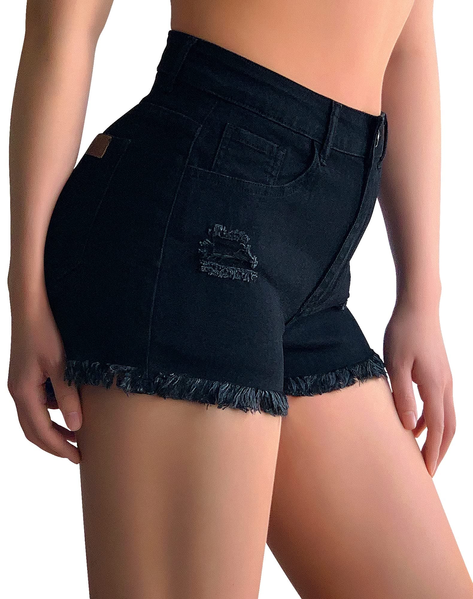 Rosswear Women's Mid Rise Ripped Frayed Casual Jeans Shorts