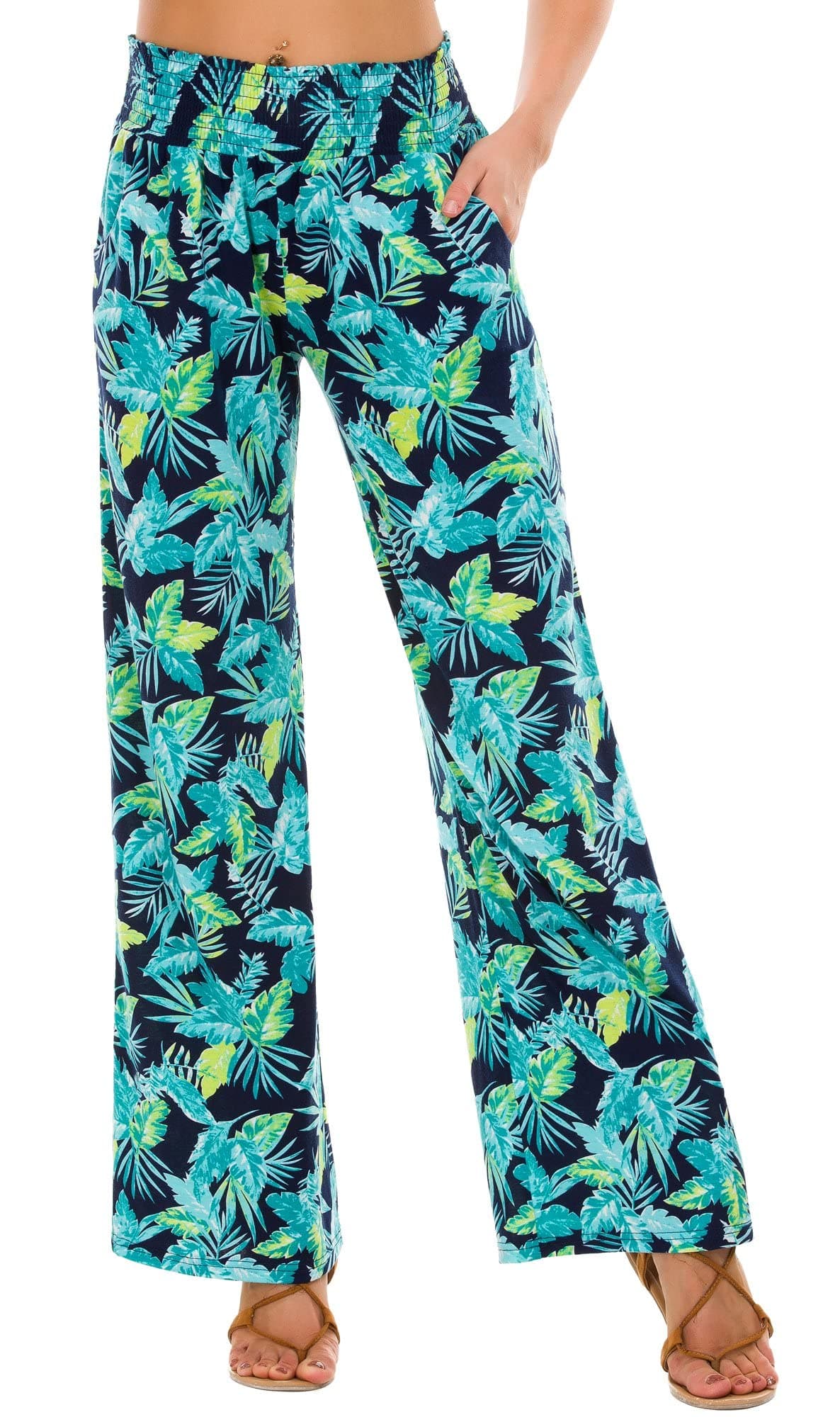 Urban CoCo Women's Boho Wide Leg Pants with Pockets