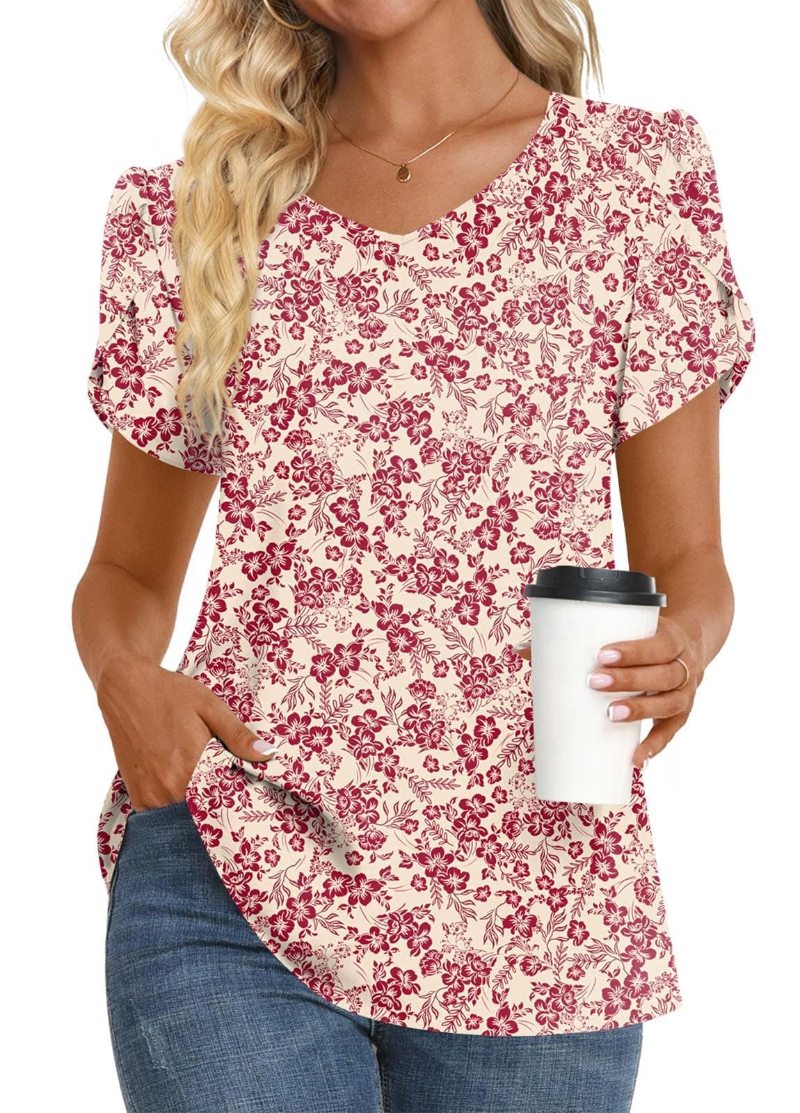Womens Summer V Neck Chiffon Tunic Tops M-3XL