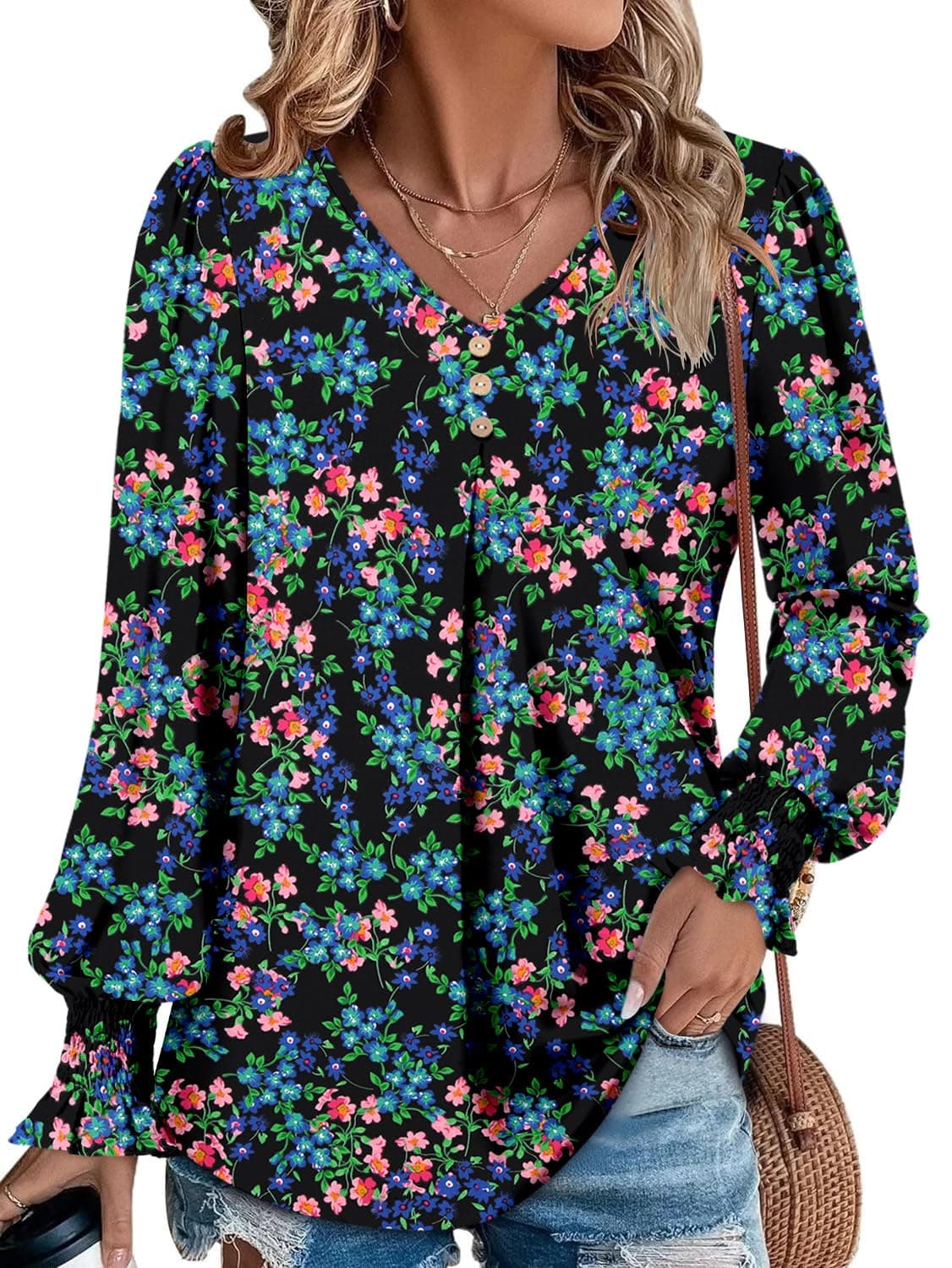 Angerella Comfortable V-Neck Long Sleeve Shirts for Women