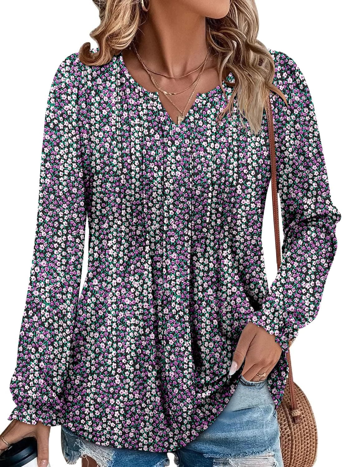 Angerella Comfy V-Neck Long Sleeve Tops for Women
