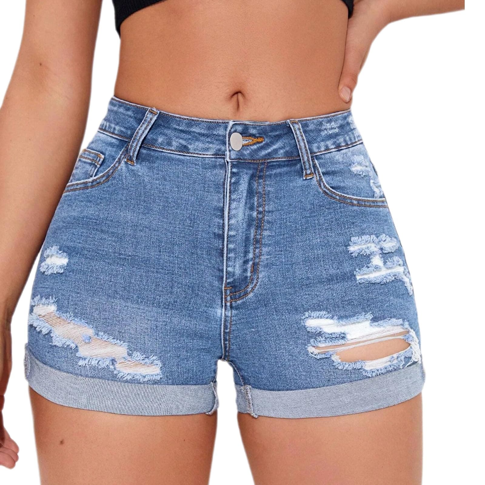 Tegmow Women's Summer Ripped Distressed Denim Shorts