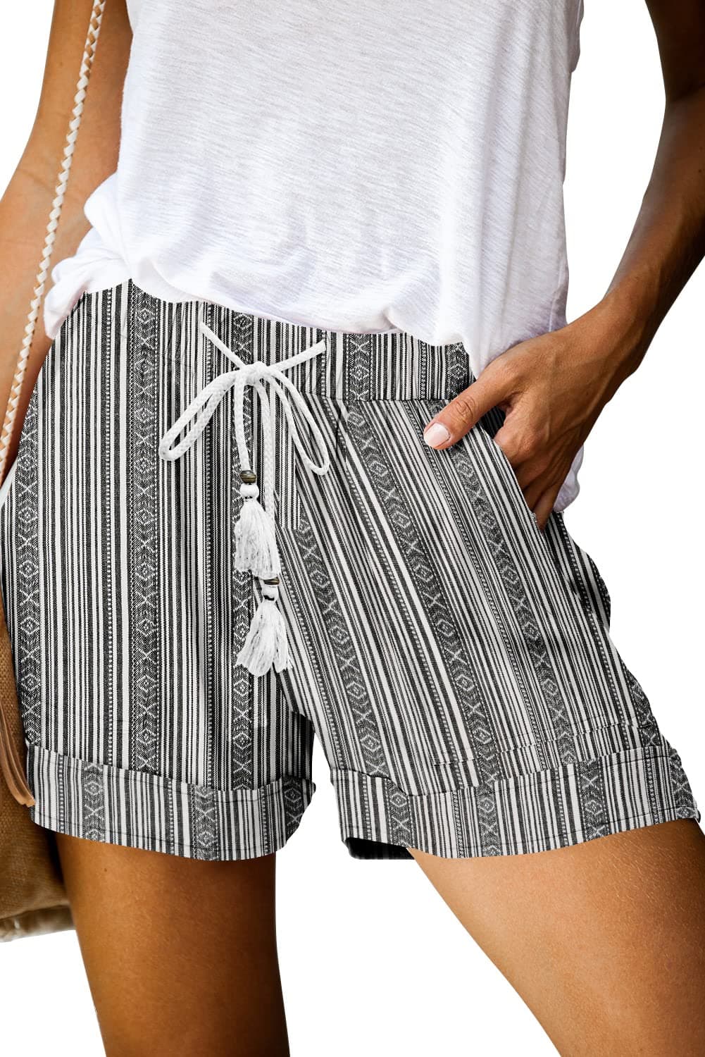 QUEEN PLUS Women's Casual Elastic Waist Shorts
