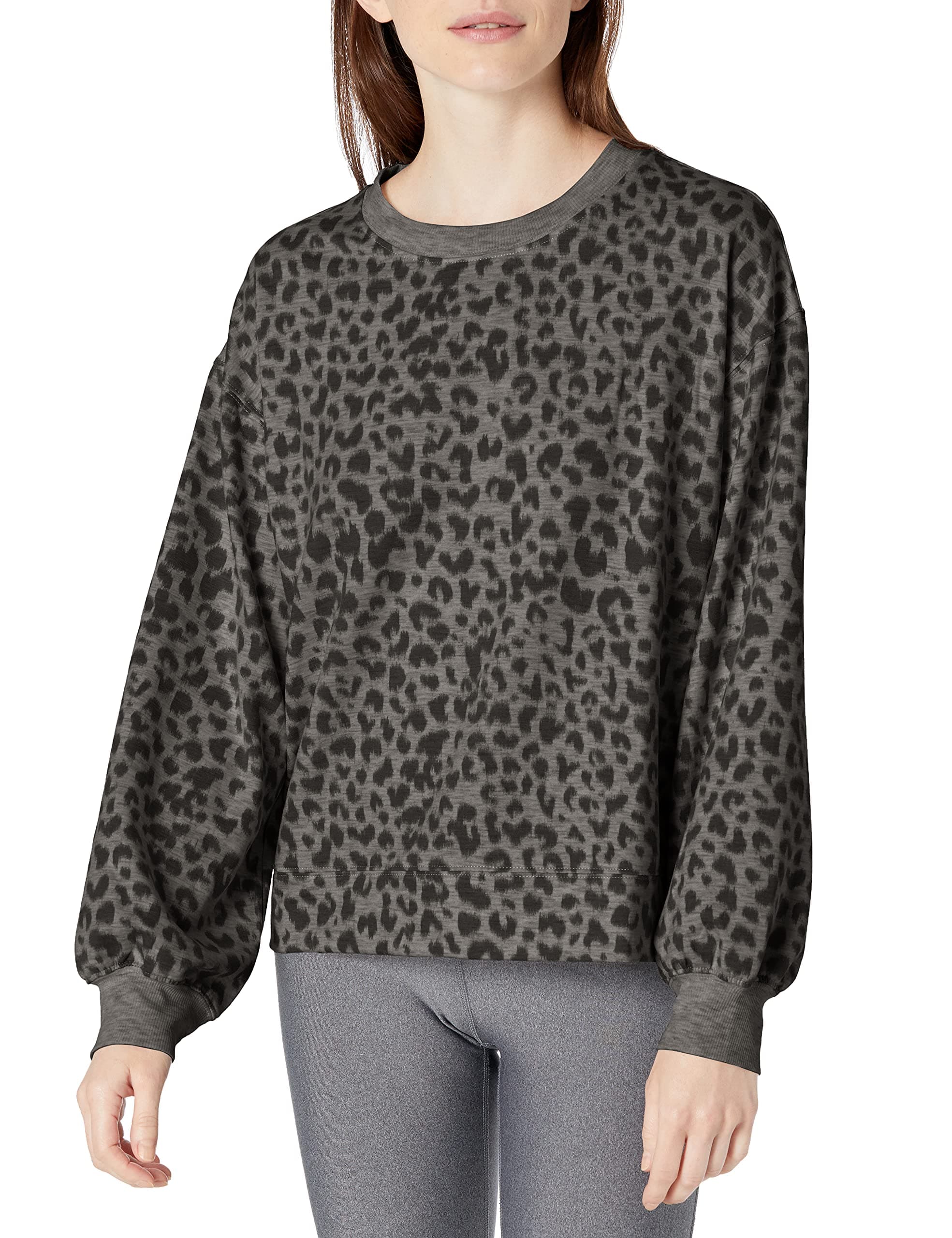 Danskin Women's Cozy Leopard Print Sweatshirt