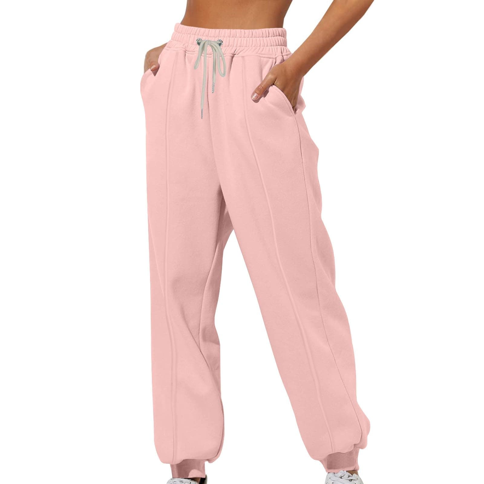 Womens High Waisted Cinch Bottom Fleece Sweatpants Casual Joggers