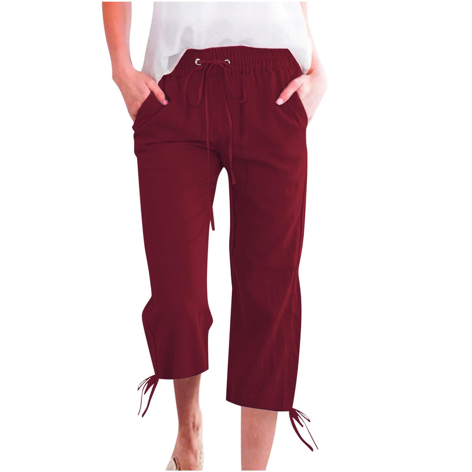 Summer 2024 High-Waisted Wide-Leg Capri Pants for Women