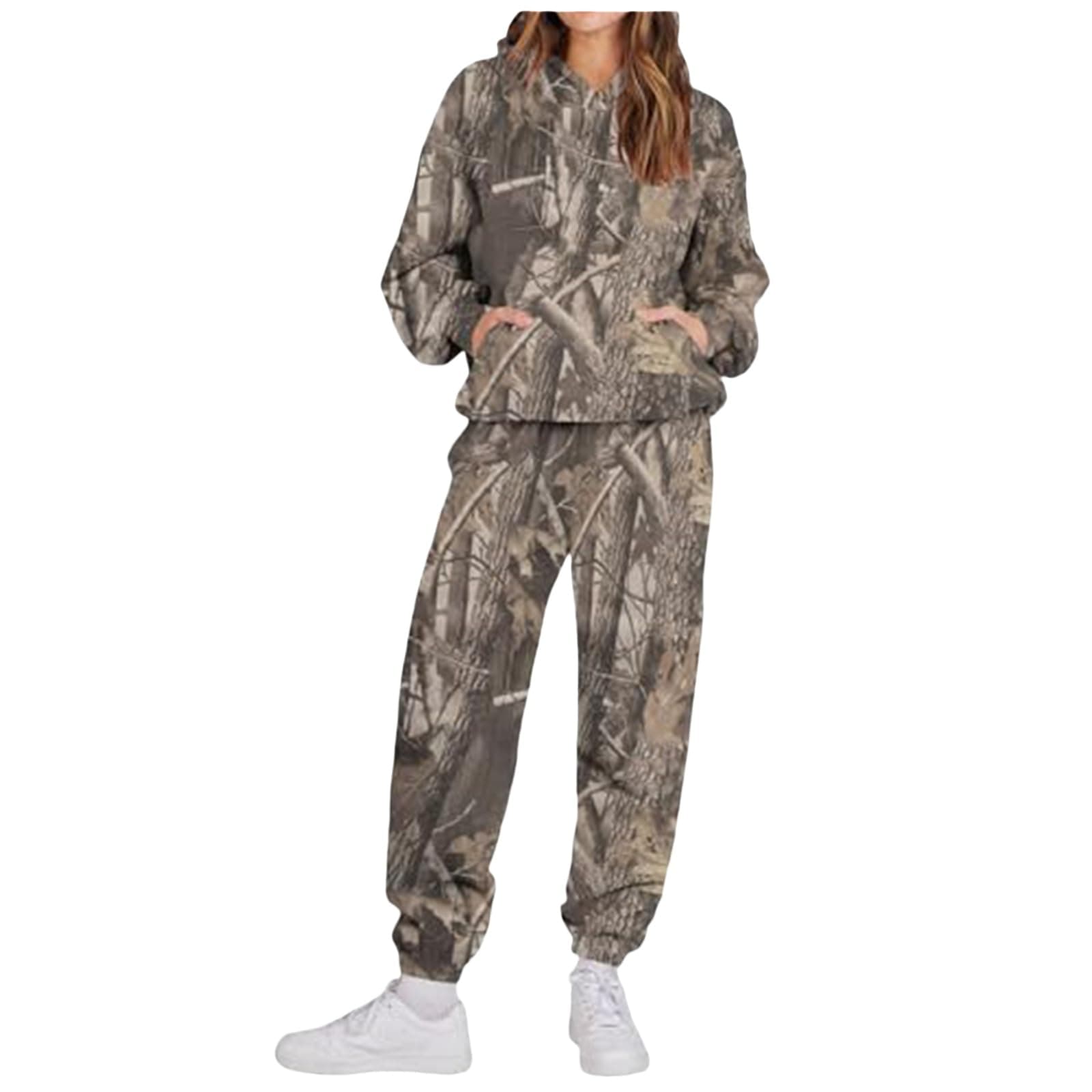 Weinexra Women's Camo Oversized Hoodie & Pants Set