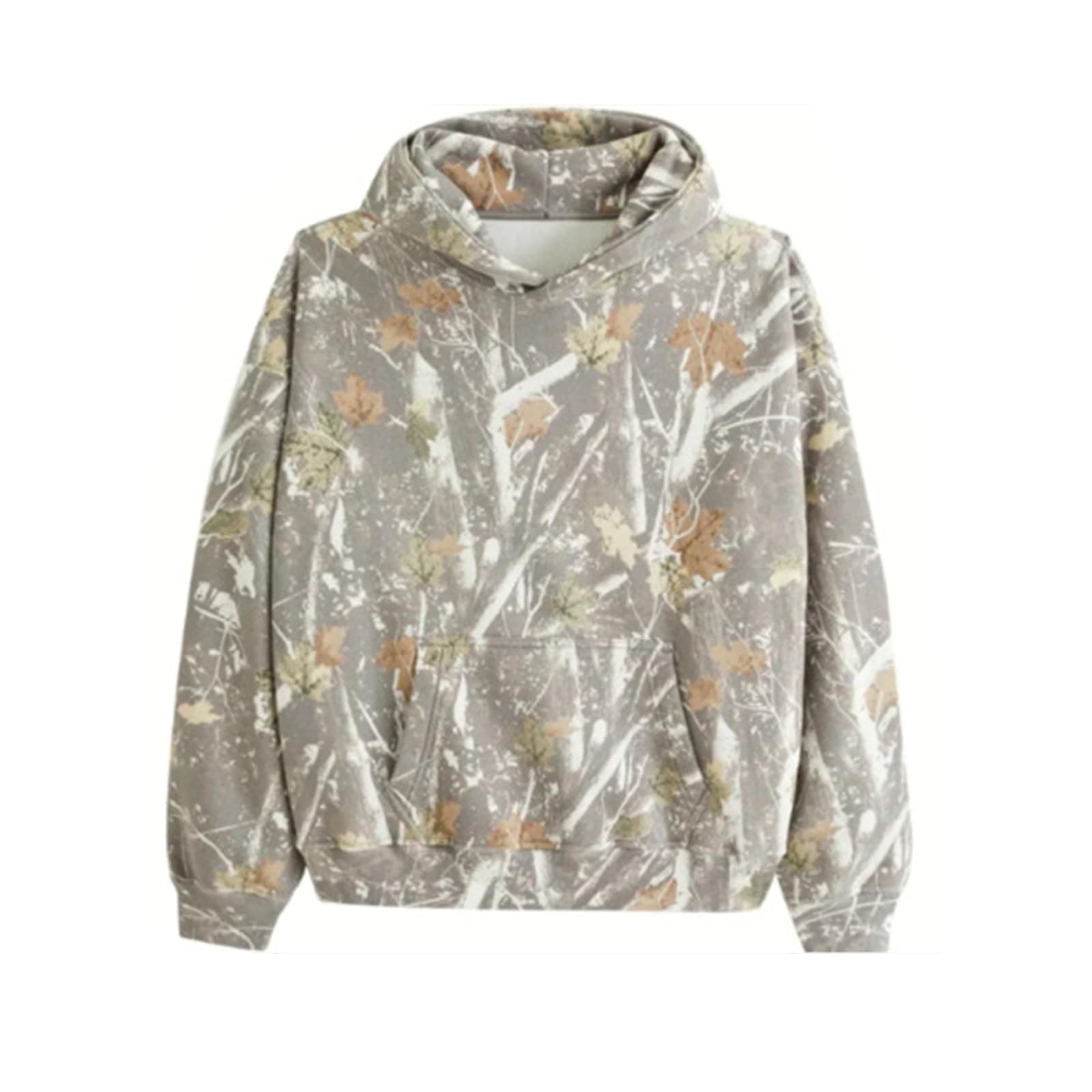 Trendy Maple Leaf Printed Camo Hoodie for Women